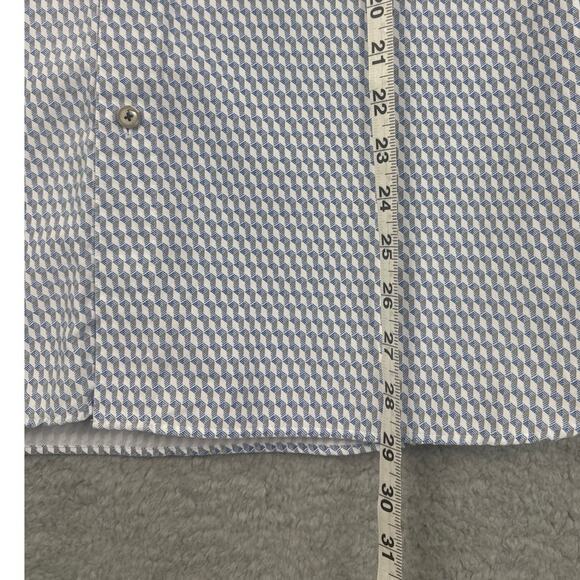 Ted Baker Men's Casual Button Up Long Sleeve Shirt Blue White Geometric Size 5 - Picture 7 of 10